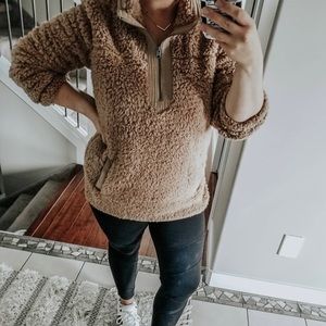 Abercrombie & Fitch Soft AF Sherpa Teddy 3/4 zip jacket -XS